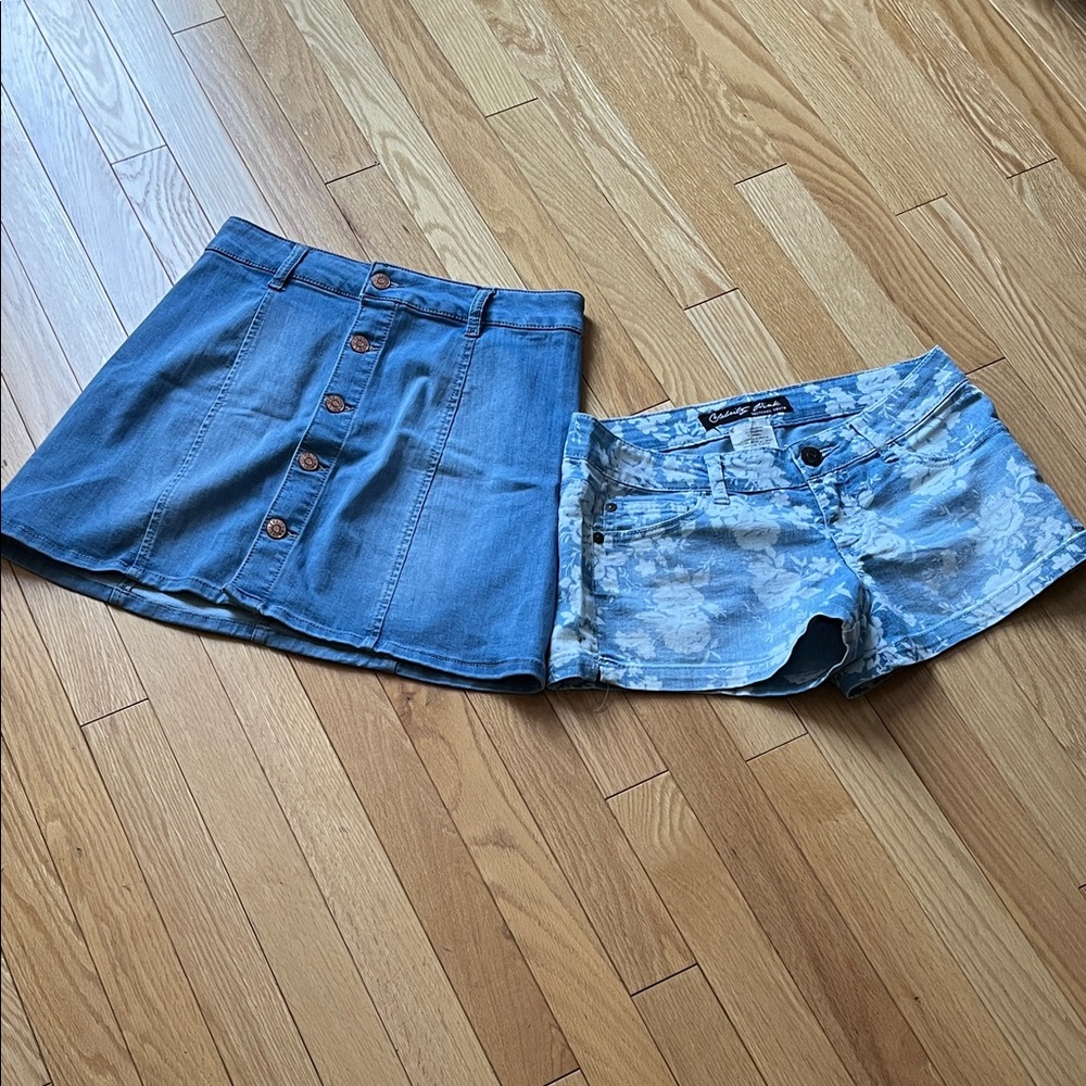 Celebrity Pink Denim Skirt and shorts!